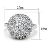 3W1213 - Rhodium Brass Ring with AAA Grade CZ in Clear - Alamode - Flyclothing LLC