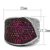 3W1217 - Rhodium + Ruthenium Brass Ring with AAA Grade CZ in Ruby - Alamode - Flyclothing LLC
