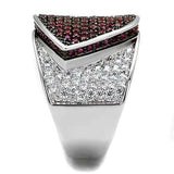 3W1217 - Rhodium + Ruthenium Brass Ring with AAA Grade CZ in Ruby - Alamode - Flyclothing LLC