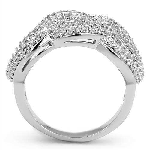 3W1218 - Rhodium Brass Ring with AAA Grade CZ in Clear - Alamode - Flyclothing LLC