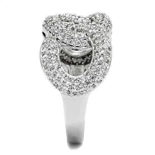 3W1218 - Rhodium Brass Ring with AAA Grade CZ in Clear - Alamode - Flyclothing LLC