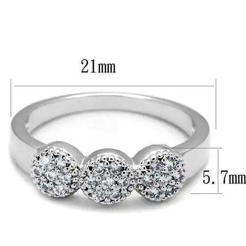 3W1220 - Rhodium Brass Ring with AAA Grade CZ in Clear - Alamode - Flyclothing LLC