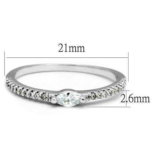 3W1225 - Rhodium Brass Ring with AAA Grade CZ in Clear - Alamode - Flyclothing LLC