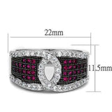 3W1243 - Rhodium + Ruthenium Brass Ring with AAA Grade CZ in Ruby - Alamode - Flyclothing LLC