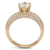 3W1254 - Rose Gold Brass Ring with AAA Grade CZ in Clear - Alamode - Flyclothing LLC