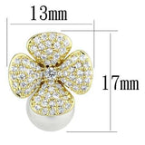 3W1263 - Gold Brass Earrings with Synthetic Pearl in White - Alamode - Flyclothing LLC