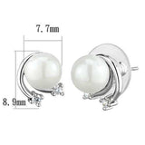3W1279 - Rhodium Brass Earrings with Synthetic Pearl in White - Alamode - Flyclothing LLC