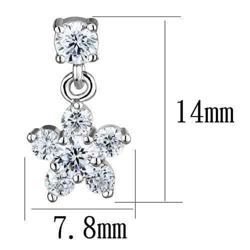 3W1284 - Rhodium Brass Earrings with AAA Grade CZ in Clear - Alamode - Flyclothing LLC