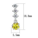 3W1285 - Rhodium Brass Earrings with AAA Grade CZ in Topaz - Alamode - Flyclothing LLC