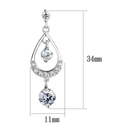 3W1286 - Rhodium Brass Earrings with AAA Grade CZ in Clear - Alamode - Flyclothing LLC