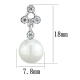 3W1295 - Rhodium Brass Earrings with Synthetic Pearl in White - Alamode - Flyclothing LLC