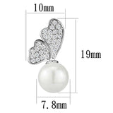 3W1299 - Rhodium Brass Earrings with Synthetic Pearl in White - Alamode - Flyclothing LLC