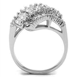 3W1306 - Rhodium Brass Ring with Top Grade Crystal in Clear - Alamode - Flyclothing LLC