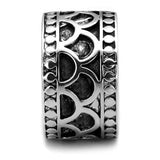 3W1309 - Rhodium Brass Ring with Epoxy in Jet - Alamode - Flyclothing LLC