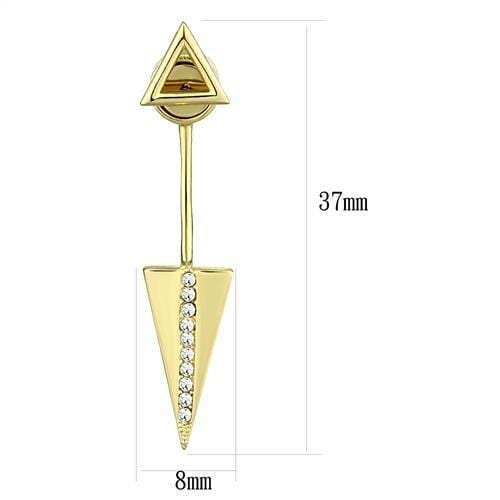 3W1314 - Gold Brass Earrings with Top Grade Crystal in Clear - Alamode - Flyclothing LLC