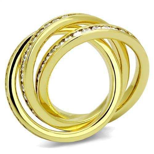 3W1330 - Gold Brass Ring with AAA Grade CZ in Clear - Alamode - Flyclothing LLC