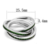3W1332 - Rhodium Brass Ring with Synthetic Synthetic Glass in Emerald - Alamode - Flyclothing LLC