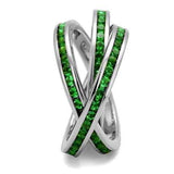 3W1332 - Rhodium Brass Ring with Synthetic Synthetic Glass in Emerald - Alamode - Flyclothing LLC