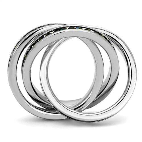 3W1334 - Rhodium Brass Ring with Synthetic Synthetic Glass in Montana - Alamode - Flyclothing LLC