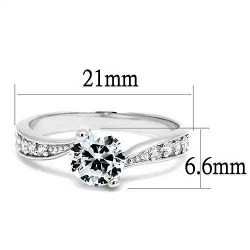 3W1337 - Rhodium Brass Ring with AAA Grade CZ in Clear - Alamode - Flyclothing LLC