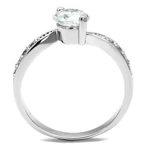 3W1337 - Rhodium Brass Ring with AAA Grade CZ in Clear - Alamode - Flyclothing LLC