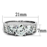 3W1343 - Rhodium Brass Ring with AAA Grade CZ in Clear - Alamode - Flyclothing LLC