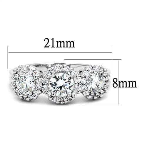 3W1347 - Rhodium Brass Ring with AAA Grade CZ in Clear - Alamode - Flyclothing LLC