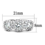 3W1347 - Rhodium Brass Ring with AAA Grade CZ in Clear - Alamode - Flyclothing LLC