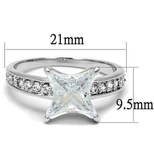3w1349 - Rhodium Brass Ring with AAA Grade CZ in Clear - Alamode - Flyclothing LLC