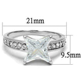 3w1349 - Rhodium Brass Ring with AAA Grade CZ in Clear - Alamode - Flyclothing LLC