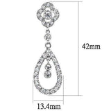 3W1351 - Rhodium Brass Earrings with AAA Grade CZ in Clear - Alamode - Flyclothing LLC