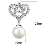 3W1353 - Rhodium Brass Earrings with Synthetic Pearl in White - Alamode - Flyclothing LLC