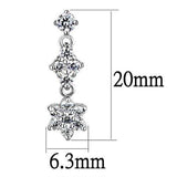 3W1357 - Rhodium Brass Earrings with AAA Grade CZ in Clear - Alamode - Flyclothing LLC