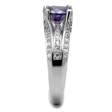 3W1359 - Rhodium Brass Ring with AAA Grade CZ in Amethyst - Alamode - Flyclothing LLC