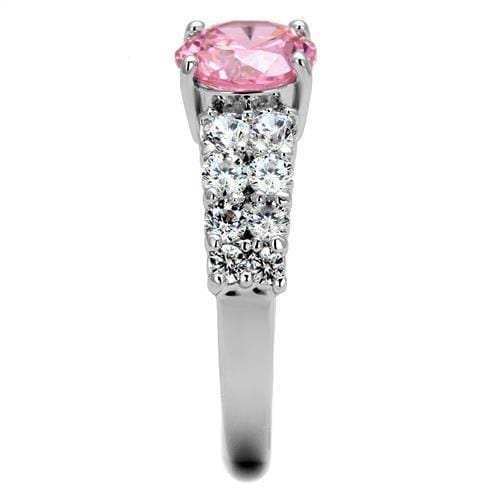 3W1361 - Rhodium Brass Ring with AAA Grade CZ in Rose - Alamode - Flyclothing LLC