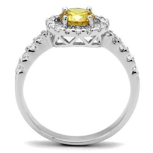 3W1362 - Rhodium Brass Ring with AAA Grade CZ in Topaz - Alamode - Flyclothing LLC