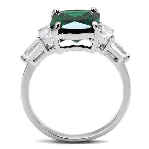 3W1363 - Rhodium Brass Ring with Synthetic Spinel in Emerald - Alamode - Flyclothing LLC