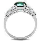 3W1364 - Rhodium Brass Ring with Synthetic Spinel in Emerald - Alamode - Flyclothing LLC