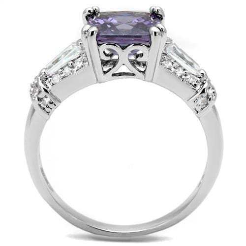 3W1365 - Rhodium Brass Ring with AAA Grade CZ in Amethyst - Alamode - Flyclothing LLC