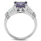 3W1365 - Rhodium Brass Ring with AAA Grade CZ in Amethyst - Alamode - Flyclothing LLC