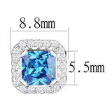 3W1370 - Rhodium 925 Sterling Silver Earrings with Synthetic Spinel in London Blue - Alamode - Flyclothing LLC