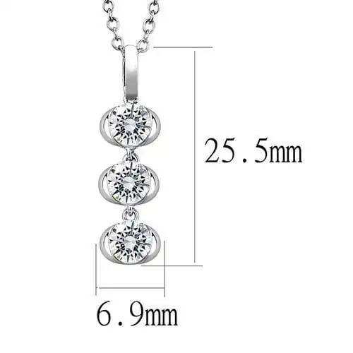 3W1373 - Rhodium 925 Sterling Silver Chain Pendant with AAA Grade CZ in Clear - Alamode - Flyclothing LLC