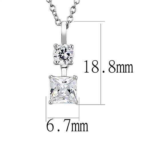 3W1374 - Rhodium 925 Sterling Silver Chain Pendant with AAA Grade CZ in Clear - Alamode - Flyclothing LLC