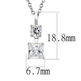 3W1374 - Rhodium 925 Sterling Silver Chain Pendant with AAA Grade CZ in Clear - Alamode - Flyclothing LLC