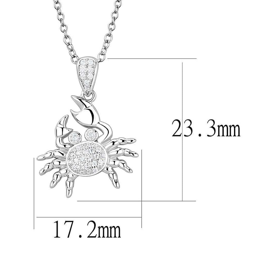 3W1377 - Rhodium 925 Sterling Silver Chain Pendant with AAA Grade CZ in Clear - Alamode - Flyclothing LLC