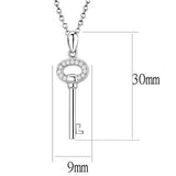 3W1379 - Rhodium 925 Sterling Silver Chain Pendant with AAA Grade CZ in Clear - Alamode - Flyclothing LLC