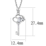 3W1380 - Rhodium 925 Sterling Silver Chain Pendant with AAA Grade CZ in Clear - Alamode - Flyclothing LLC