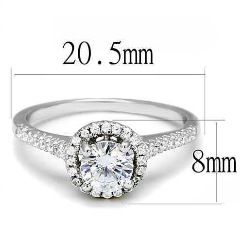 3W1386 - Rhodium 925 Sterling Silver Ring with AAA Grade CZ in Clear - Alamode - Flyclothing LLC