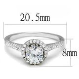 3W1386 - Rhodium 925 Sterling Silver Ring with AAA Grade CZ in Clear - Alamode - Flyclothing LLC