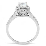 3W1386 - Rhodium 925 Sterling Silver Ring with AAA Grade CZ in Clear - Alamode - Flyclothing LLC